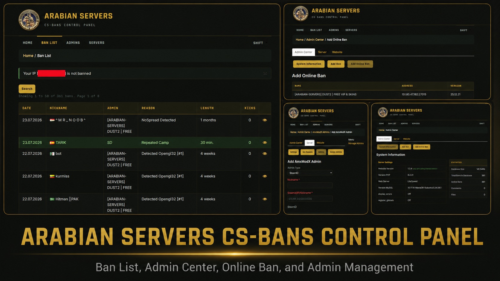 Arabian CSbans v1 Released: A Modern Web Ban System for Counter-Strike 1.6
